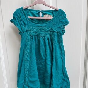 Lucky Brand 3T Girls Teal Short Sleeve Blouse